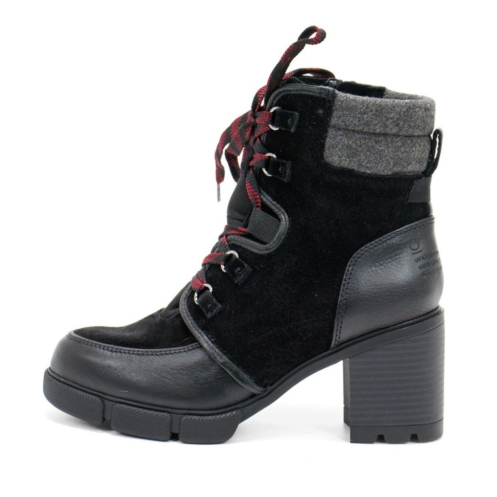 Naturalizer Black and Gray Lace-Up Boots - Picture 1 of 3